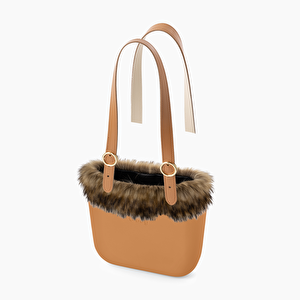 O bag biscuit con bordo in eco pelliccia - O bag