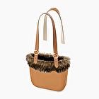 O bag biscuit con bordo in eco pelliccia